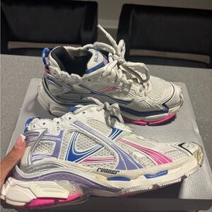 Balenciaga Runner White and Pink Sneakers